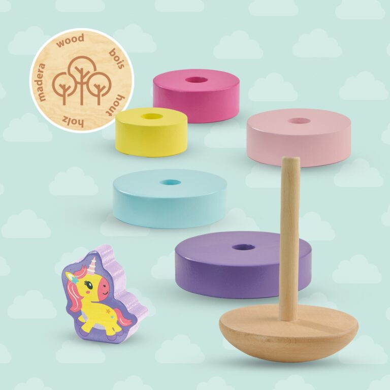 Wooden stacking tower unicorn