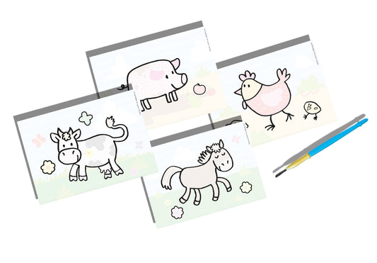 Colouring with water - Farm animals
