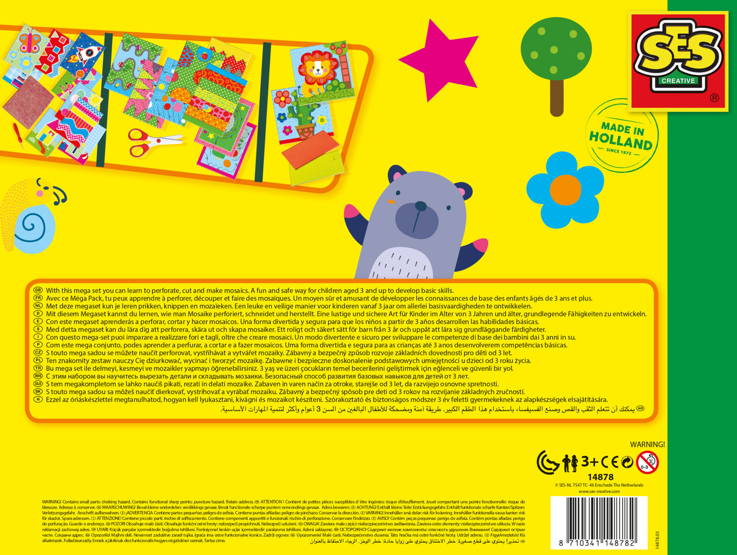 I learn to use scissors, make mosaics and perforate