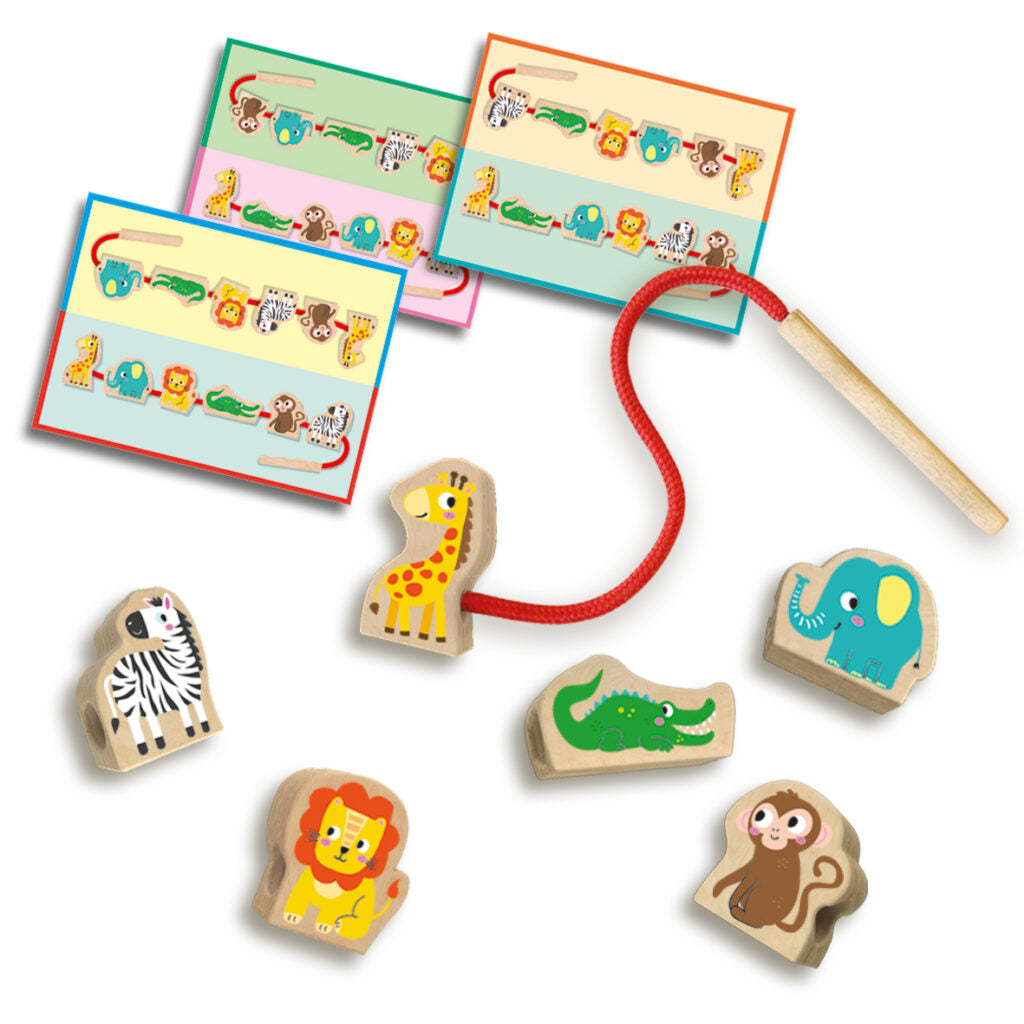 My first - Lacing wooden animal beads