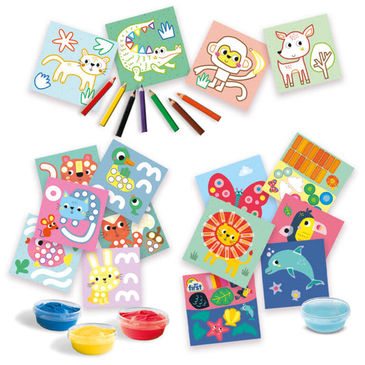 My first - 3 in 1 Fingerpainting, colouring and sticking sha