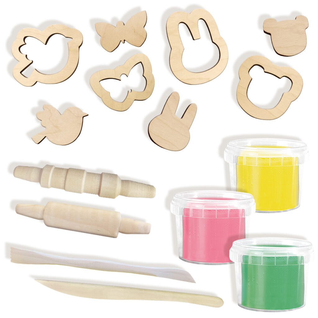 Eco dough 3 x 90 g with wooden tools